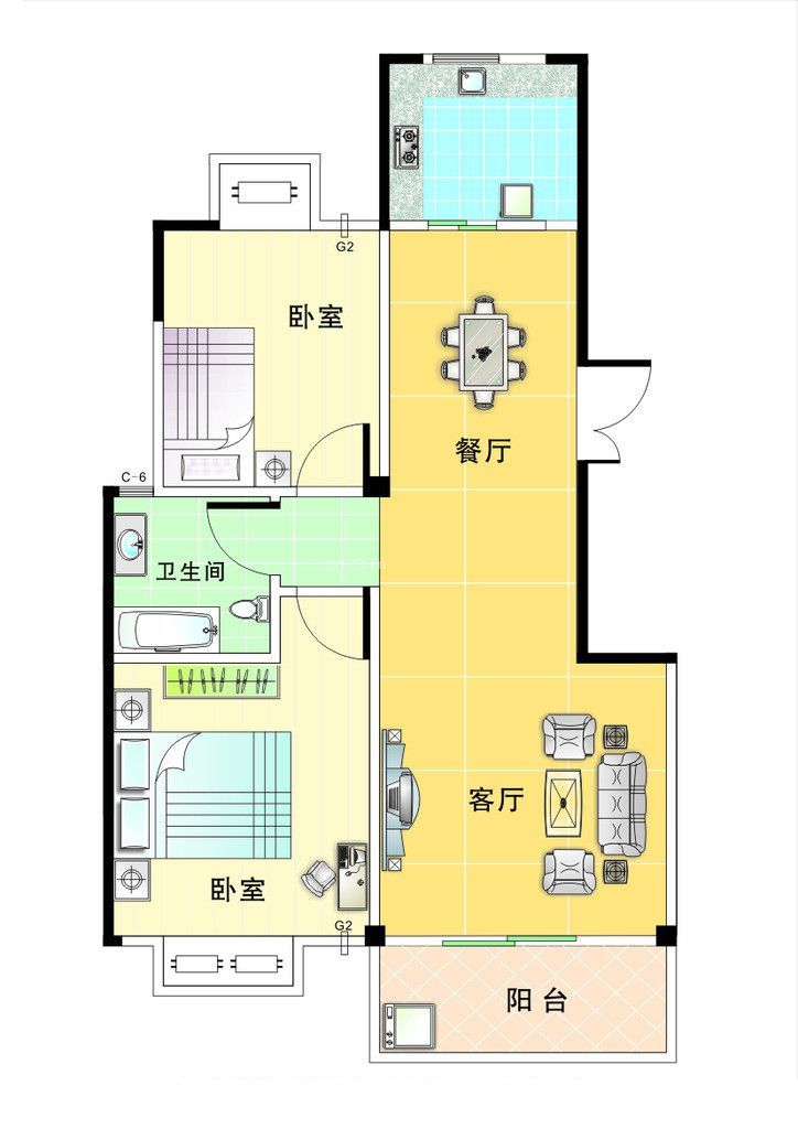 60平米小户型家庭平面图布局