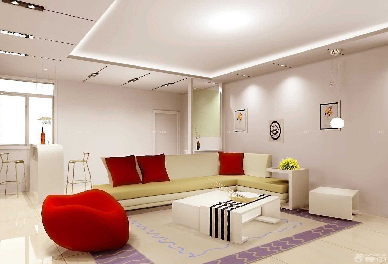 现代简约客厅玄关效果图