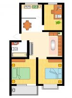 60平米小户型三室两厅设计平面图