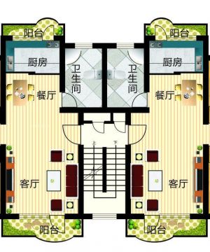 70平米小户型两室两厅一卫装修设计平面图