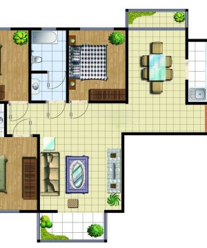 70平米小户型三室两厅简装平面图