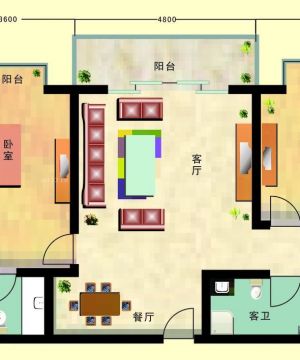 70平米小户型两室一厅家装设计平面图