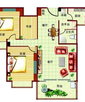 现代70平米小户型家庭装潢设计平面图