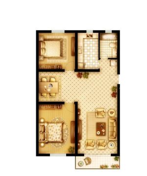 60平米小户型两室两厅装修设计平面图