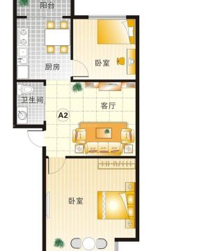 60平米小户型餐厅厨房设计平面图