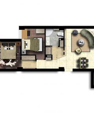 60平米小户型长方形客厅装修设计平面图