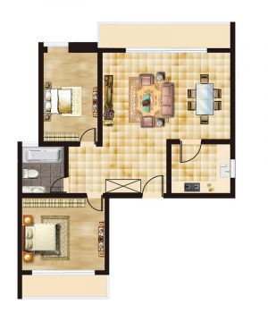 50平米小户型两室两厅房屋装修设计平面图