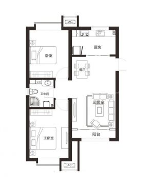 60平米简约小户型家装设计平面图