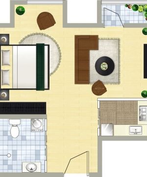50平米小户型一室一厅整体装修设计平面图