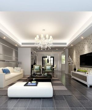 交换空间90平现代简约客厅装修效果图片