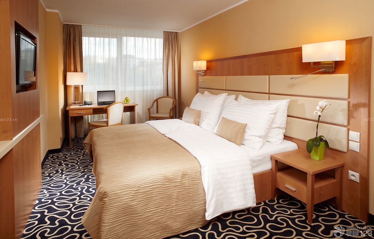宾馆房间床头背景墙装修效果图片欣赏酒店