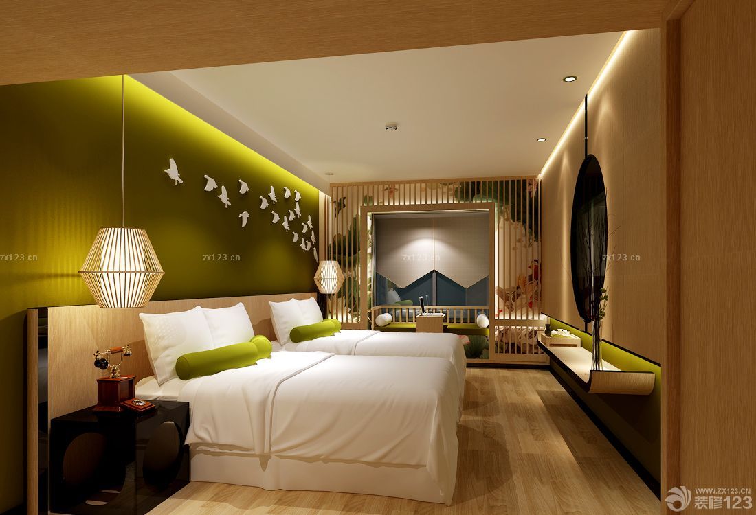 个性日式风格宾馆房间装修效果图酒店