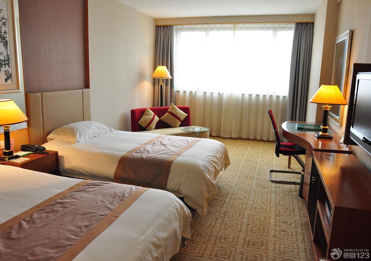 简约宾馆房间单人床装修效果图片酒店