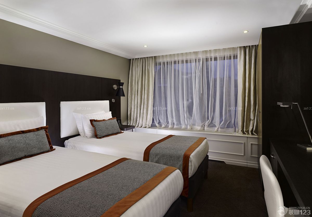 宾馆房间单人床装修效果图片酒店