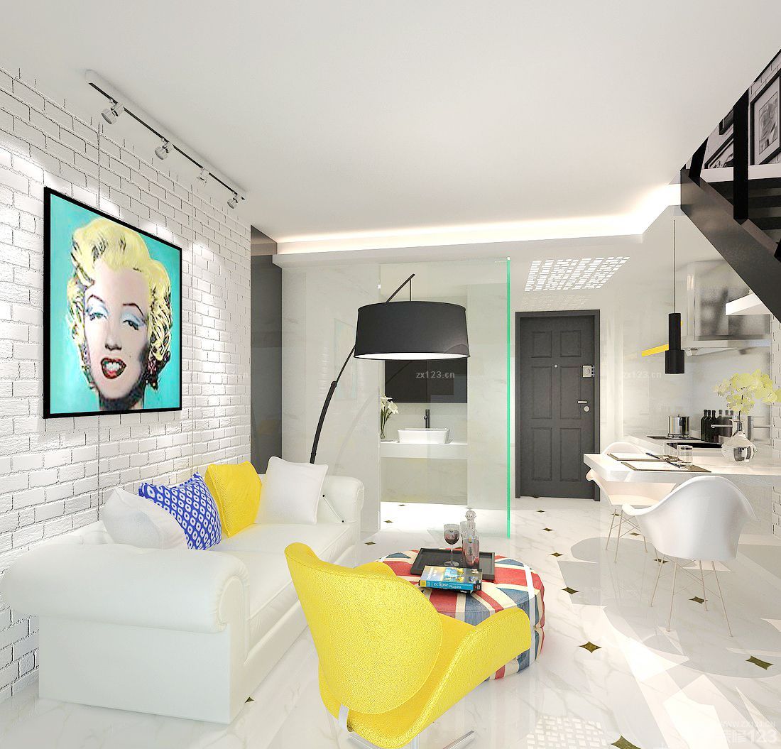 50平小户型客厅墙砖墙面装修效果图片