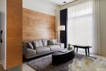 50平小户型客厅木质背景墙装修效果图片