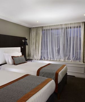 宾馆房间单人床装修效果图片酒店