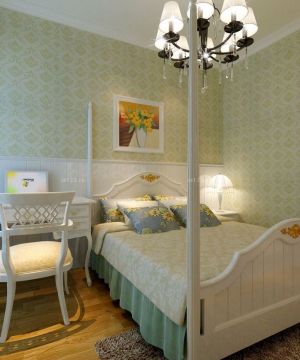 50平小户型卧室实木床装修效果图片