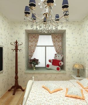 50平小户型卧室花朵壁纸装修案例
