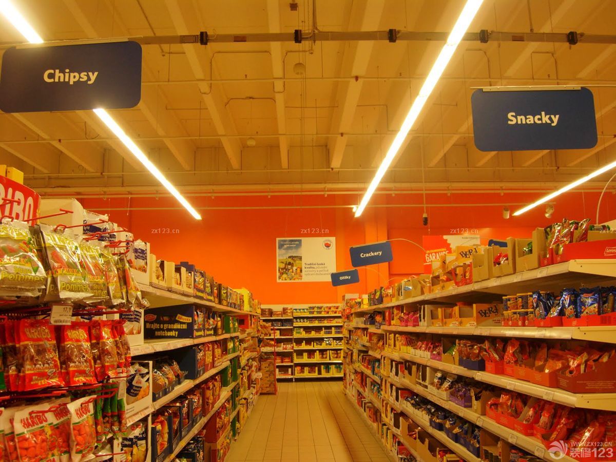 温馨美式超市橙色墙面装修效果图片