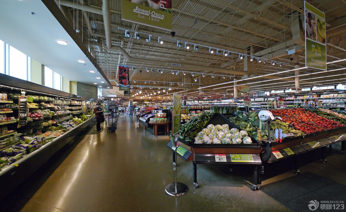 大型蔬菜超市灰色地砖装修效果图片