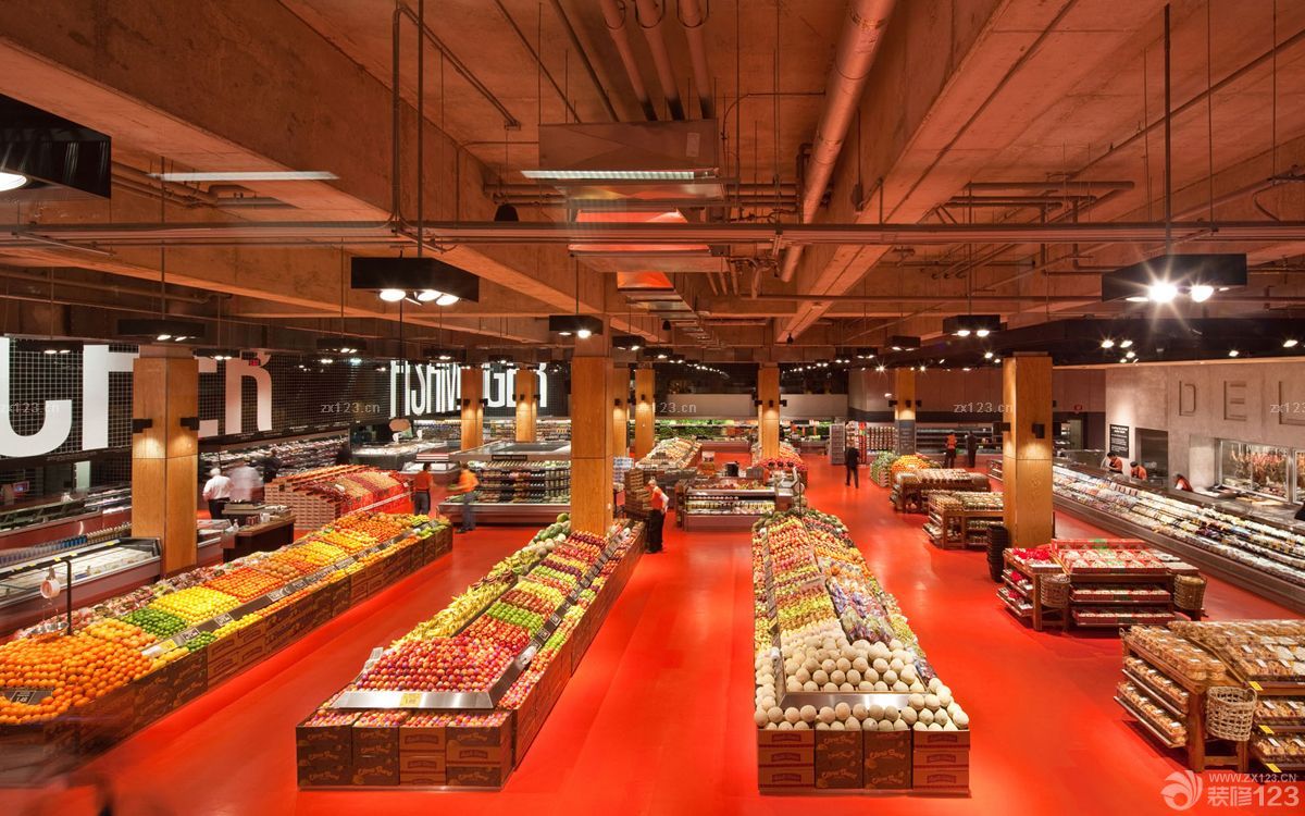 特色蔬菜超市红色地砖装修效果图