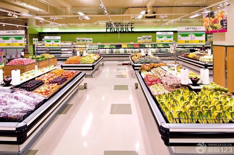 精美蔬菜超市白色地砖装修效果图片