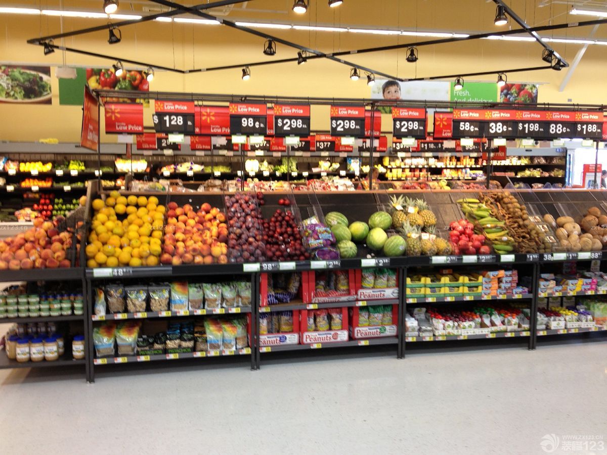 温馨蔬果超市黄色墙面装修效果图
