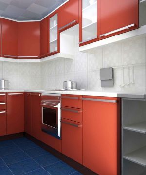 60平米两室一厅小户型红色橱柜装修效果图片