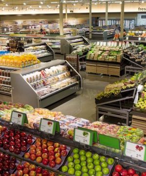 经典蔬果超市货架摆放装修效果图