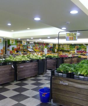 蔬果超市黑白相间地砖装修效果图片