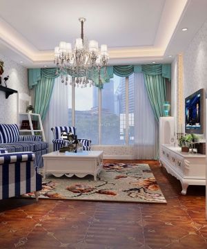 美式风格房子客厅装修设计图片大全80平方