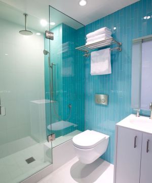 房子卫生间蓝色墙面装修设计效果图片大全80平方