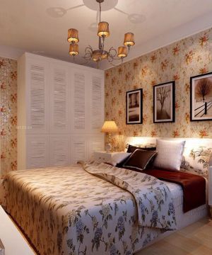 60平米两室两厅卧室壁纸装修图片