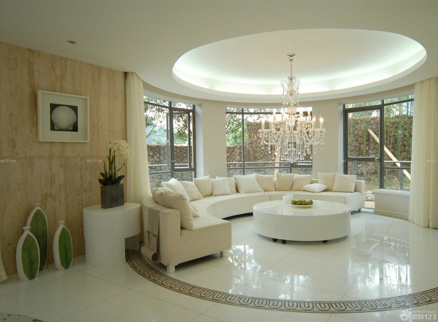 70平米两室圆形吊顶装修效果图片