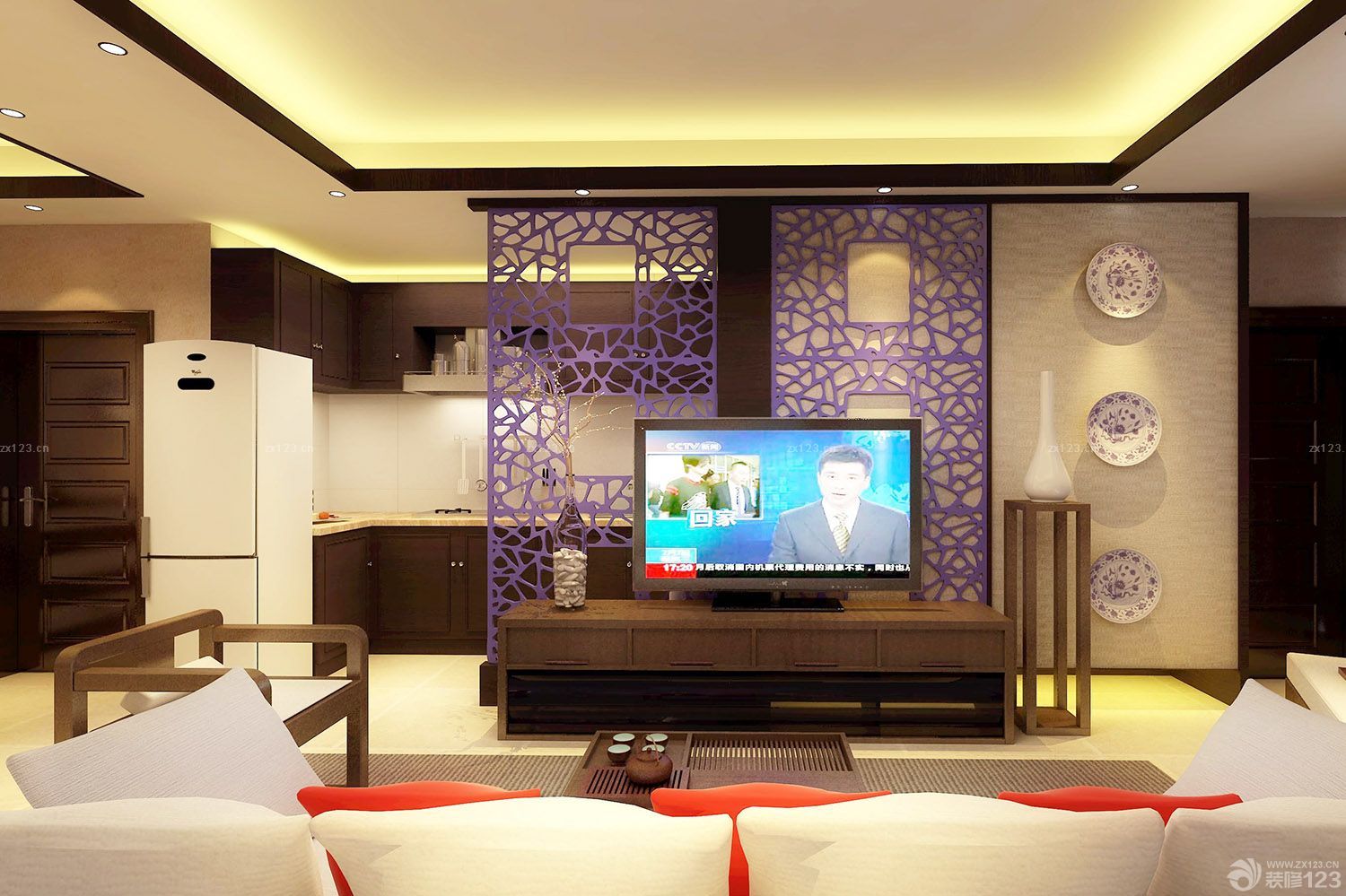 交换空间50平小户型客厅镂空隔断效果图