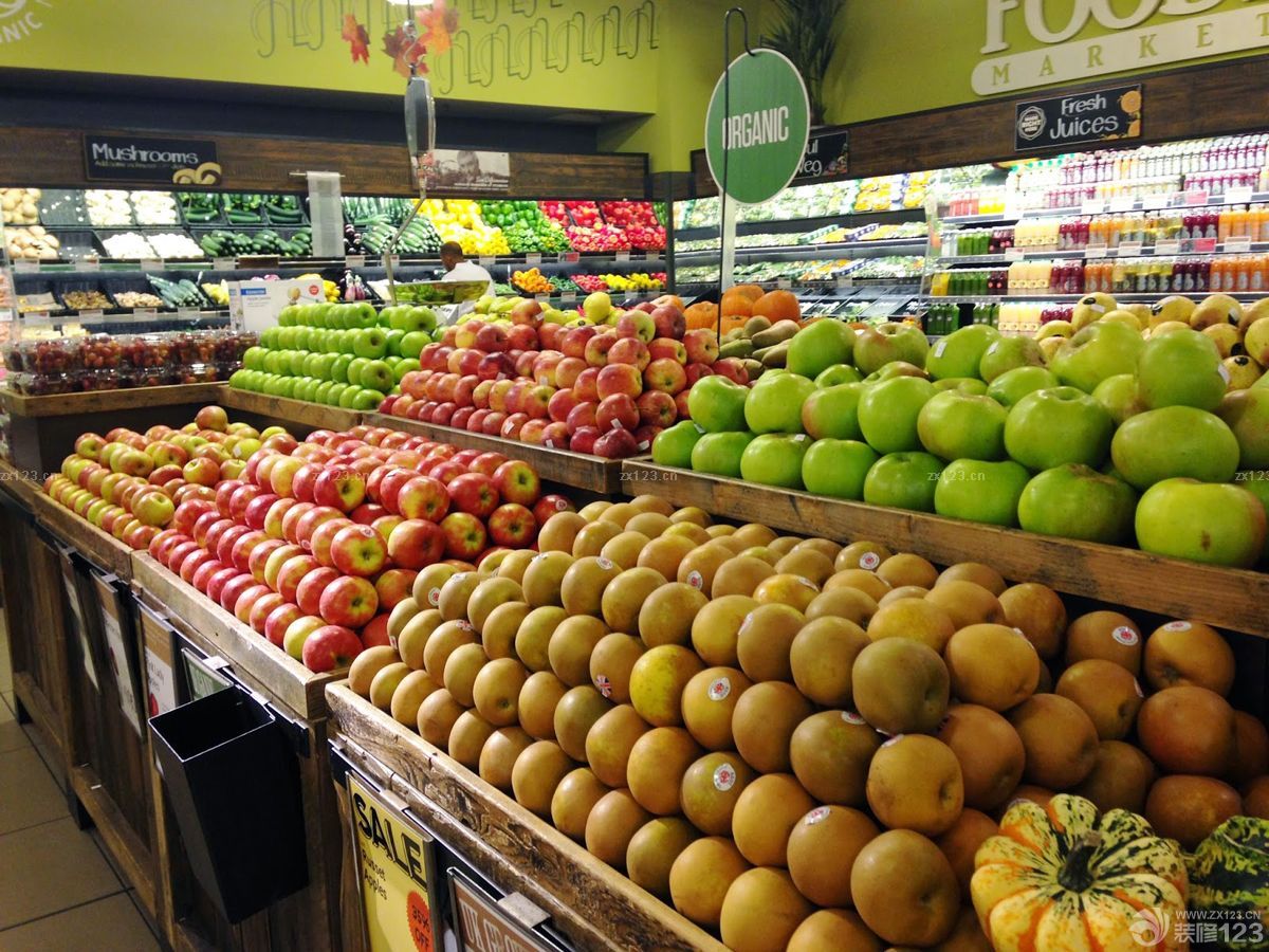 果蔬超市绿色墙面装修效果图片