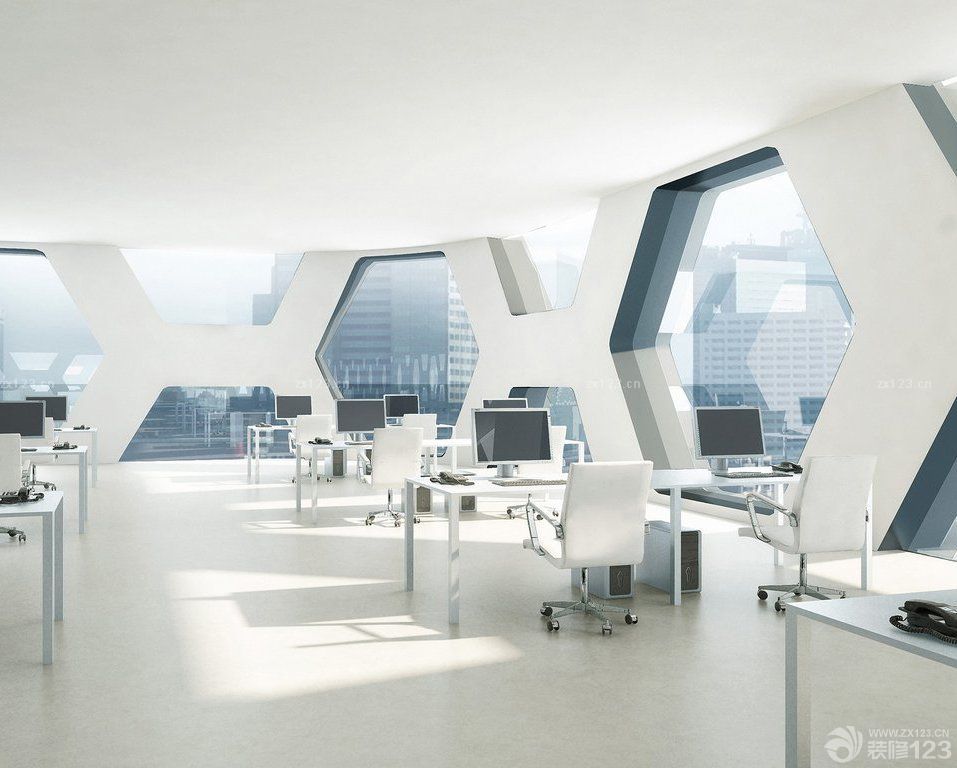 现代办公室室内布置设计效果图