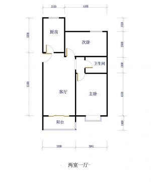 60平简约家装风格两室一厅户型图