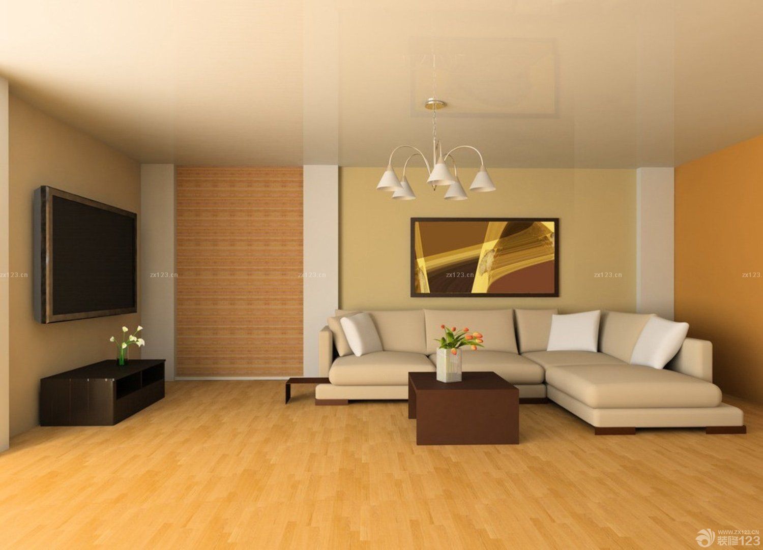 90平米两室两厅房子现代简约客厅装修效果图