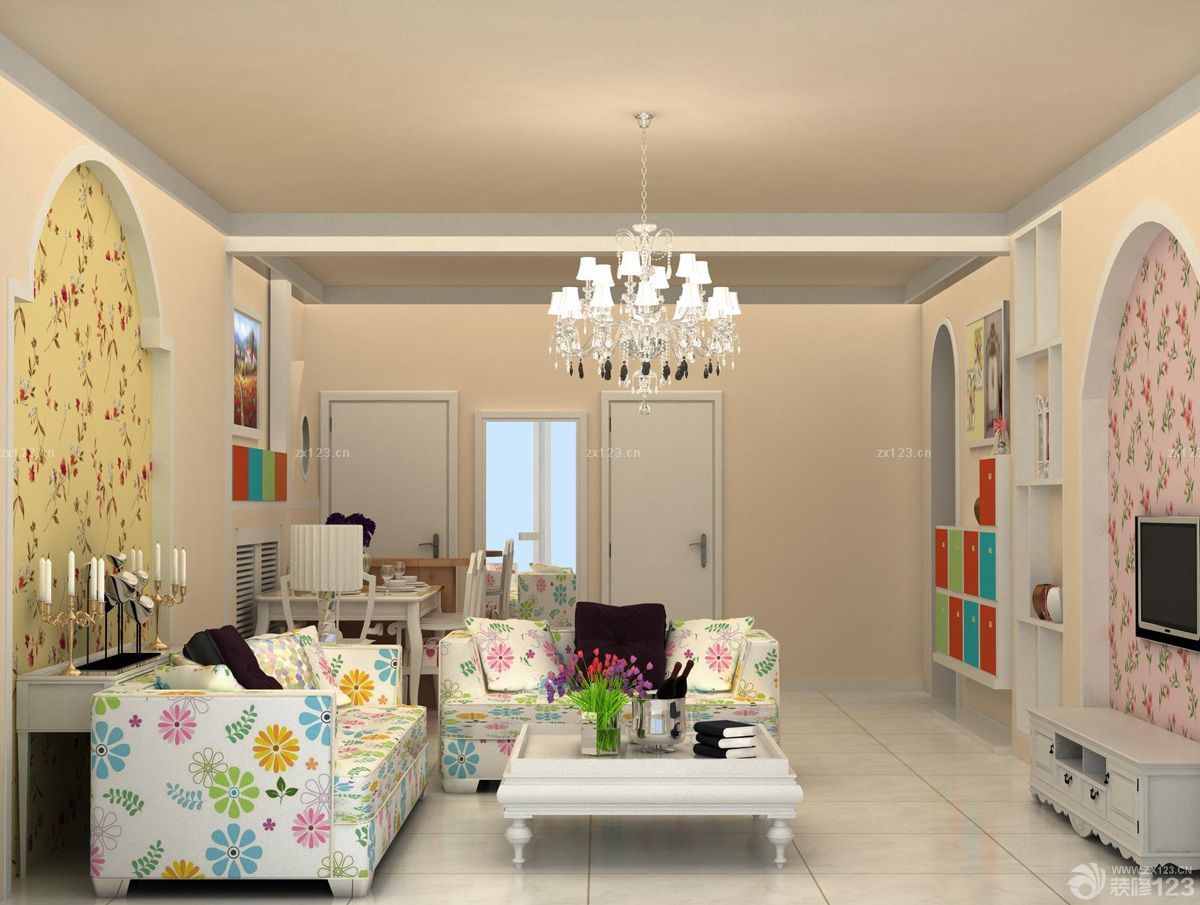 60平米小房子时尚客厅装饰装修效果图片