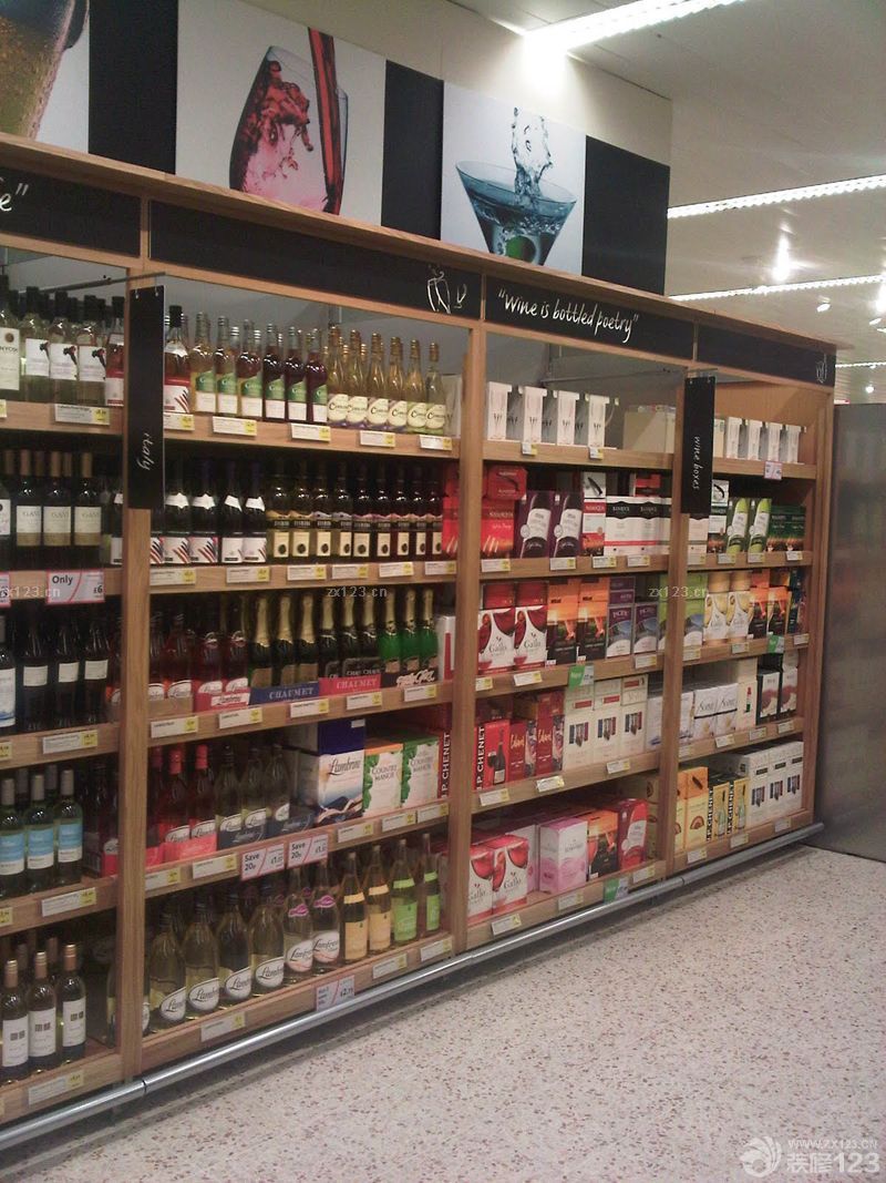 超市酒柜创意装饰画装修效果图片