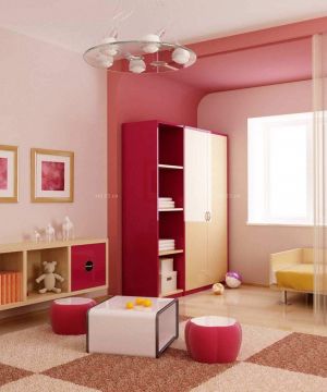 90平米两室两厅房子粉色卧室装修效果图