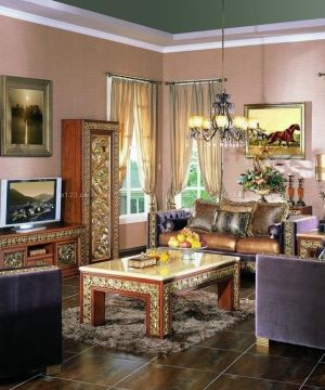 美式房子客厅装修设计效果图片大全120平方