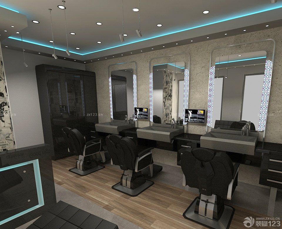 美发店内部镜子装修效果图片