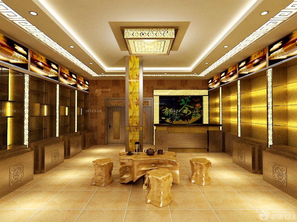 茶叶超市根雕茶几装修效果图片