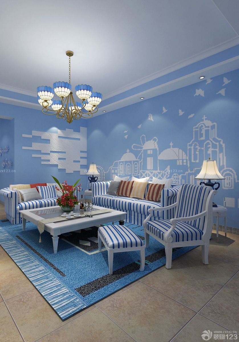 地中海风格房子装修设计效果图片大全70平