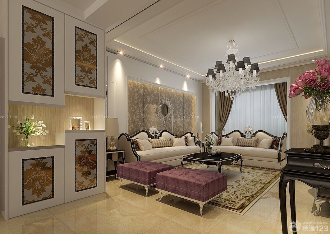 欧式房子客厅装修设计效果图片大全70平