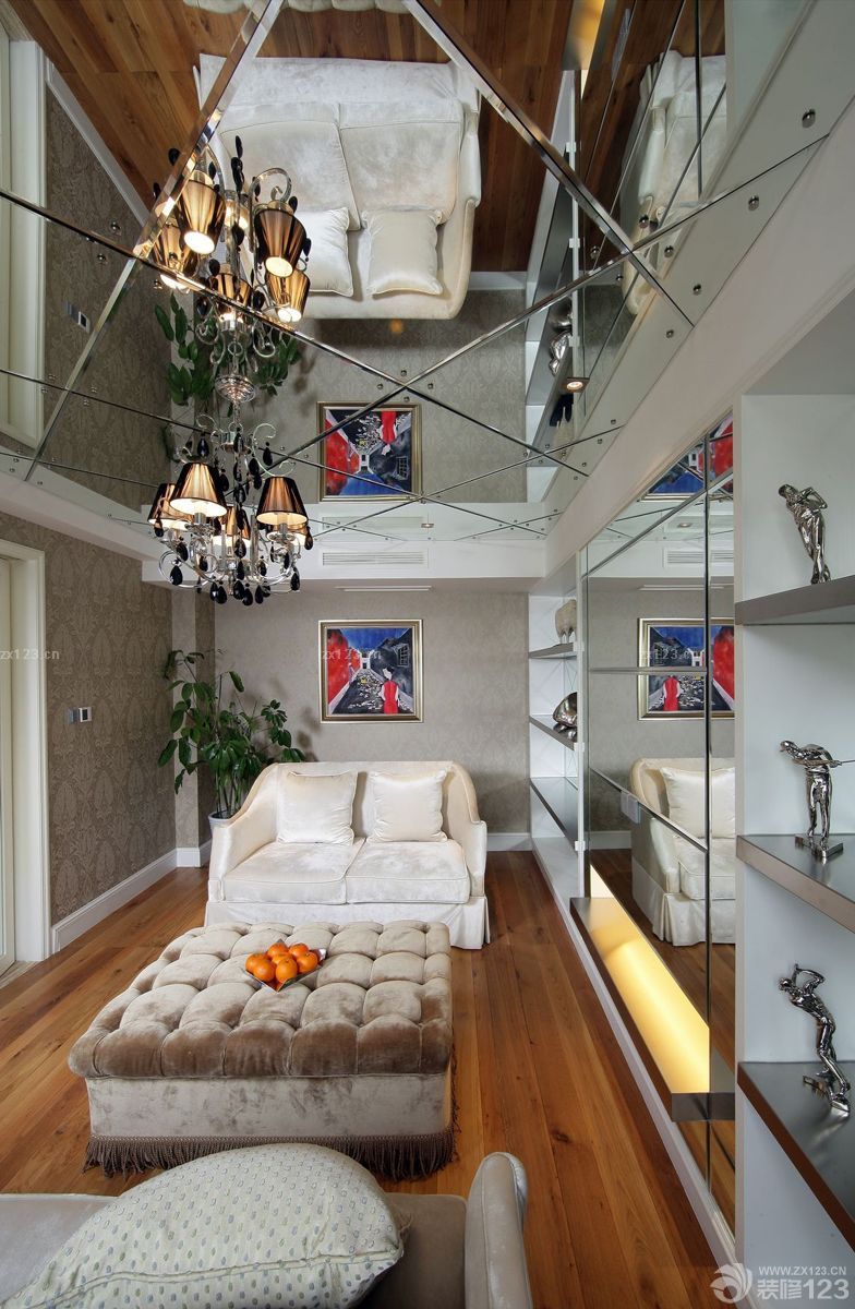 房子镜面吊顶装修设计效果图片大全110平