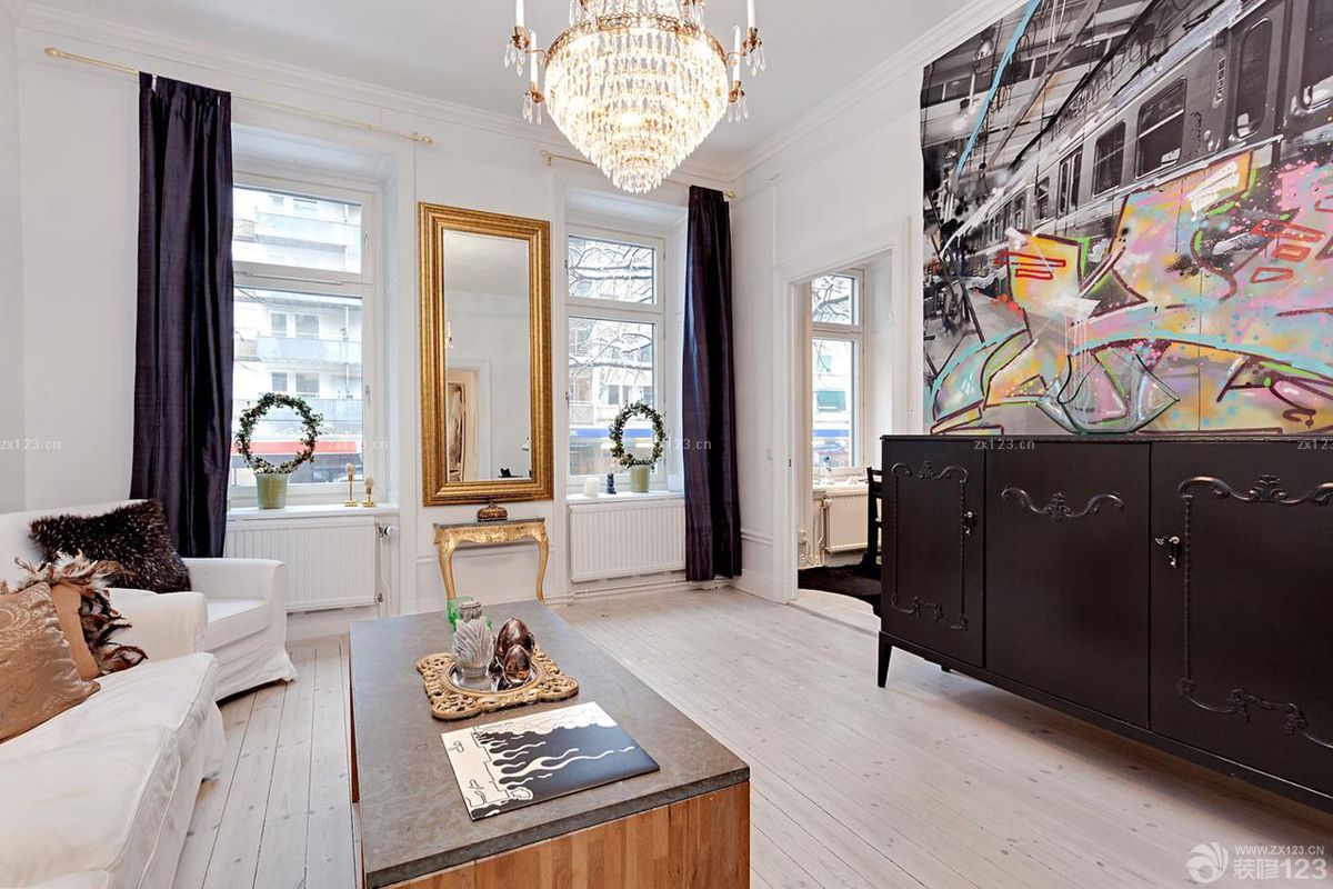 80平米小户型欧式原木地板装修效果图片